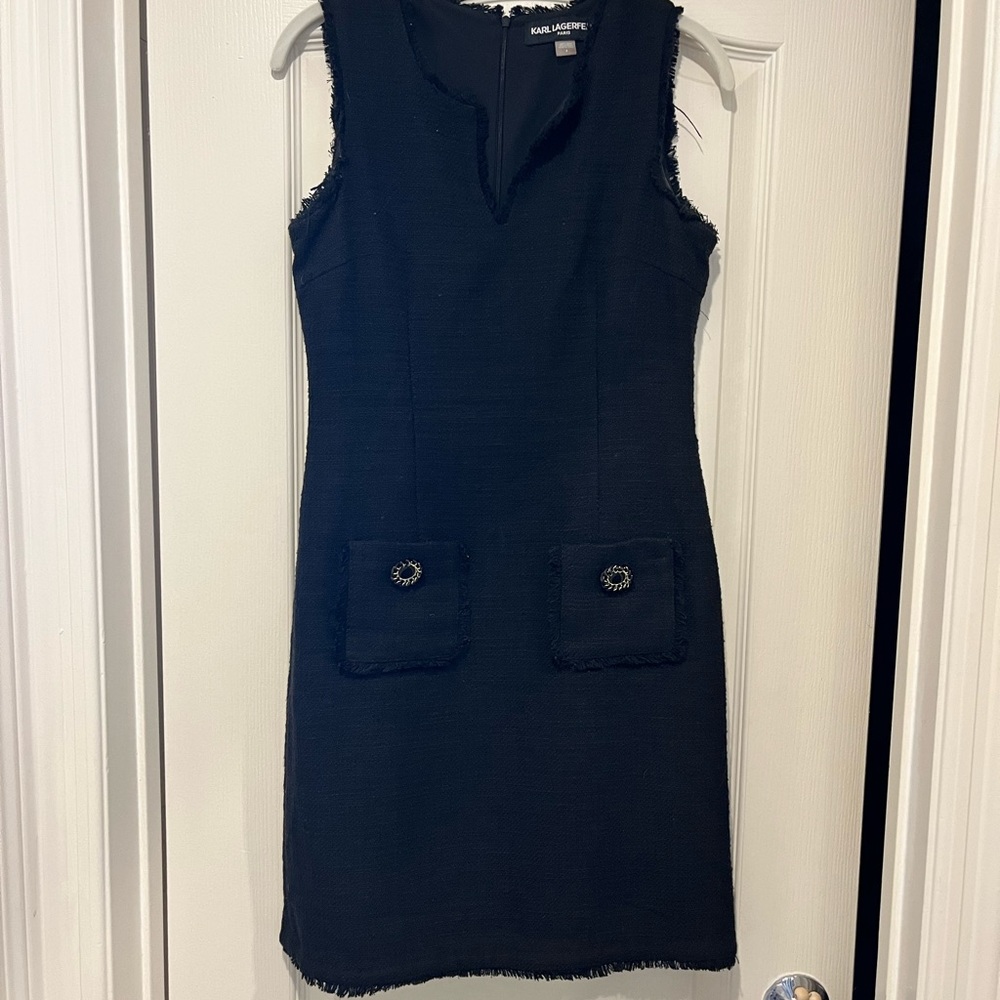 KARL LAGERFIELD black midi dress - tweed size 4